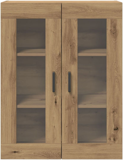Wall Living Room Display Cabinet made of Particleboard with Glass Artisan Oak 69.5x34x90cm