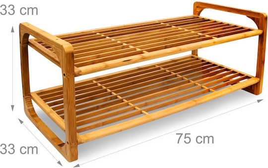 Open Bamboo Shoe Rack Beige L75xD33xH33cm