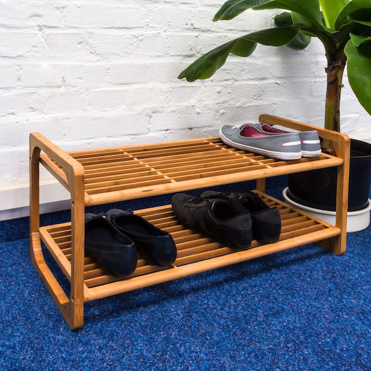 Open Bamboo Shoe Rack Beige L75xD33xH33cm