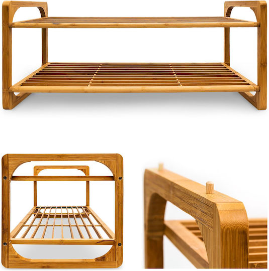Open Bamboo Shoe Rack Beige L75xD33xH33cm