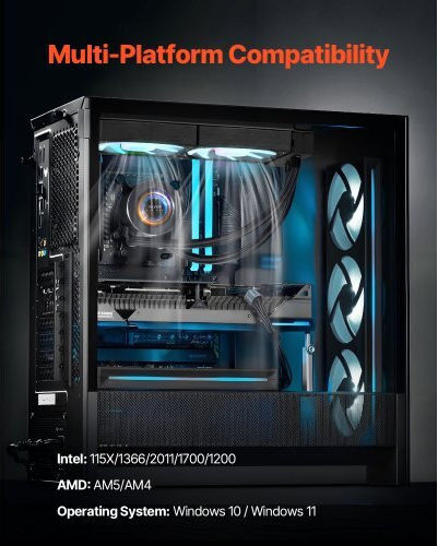 Vevor AIO Water Cooling System for CPU with 3 120mm Fans and ARGB Lighting