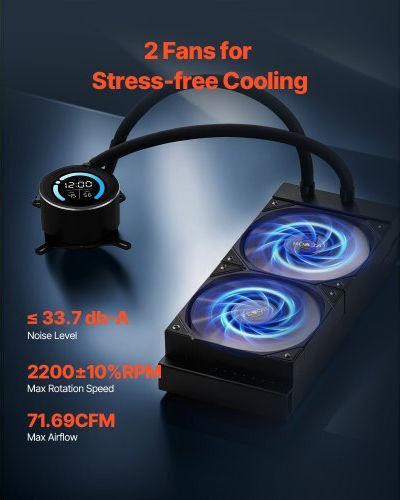 Vevor Vevor AIO CPU Water Cooling System with 2 120mm Fans