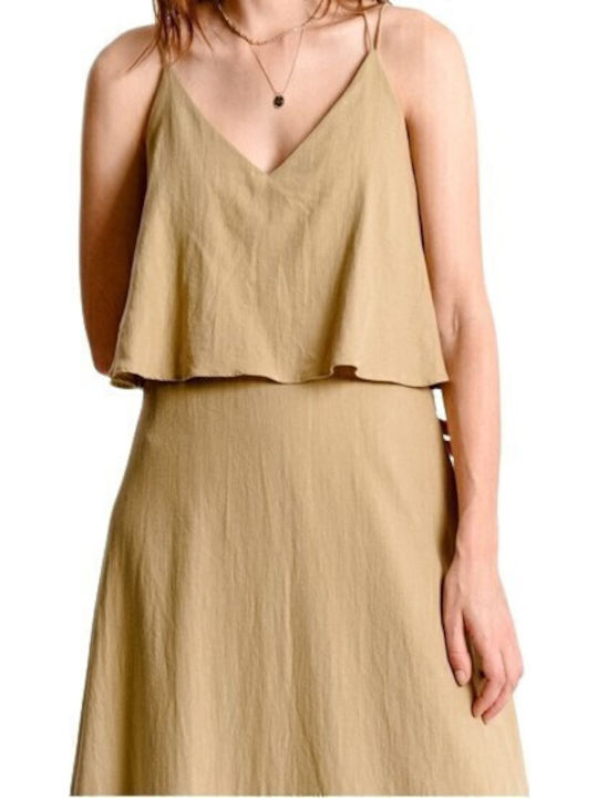 Molly Ladies Woven Dress Καλοκαιρινό Maxi Φόρεμα Πράσινο