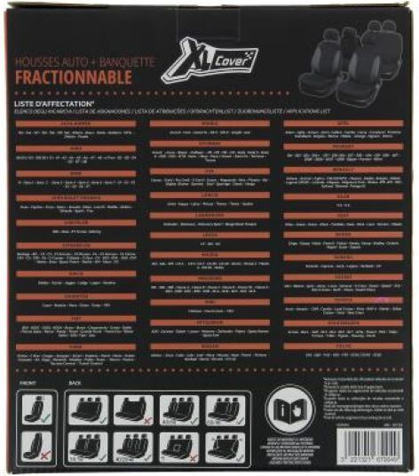 Xl Cover Σετ Καλύμματα Αυτοκινήτου 9τμχ Πολυεστερικά Μαύρα Γκρί 167004