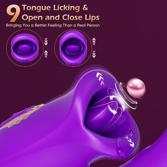 SMD Multitasker, Clitoral Licking, Flapping and G Spot Vibrator 3-in1 Клитор Вибратор 9см Лилав