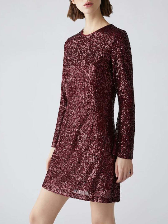 Mini Abendkleid mit Tüll Burgundisch