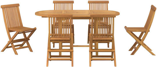 Outdoor Dining Set 7 Pieces Brown
