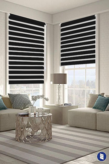 Eurohome Ρόλερ Σκίασης Μερικής Συσκότισης Διπλό Π60xΥ150εκ. Μαύρο