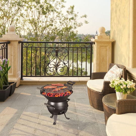 Cast Iron Grill 39x46x36 Cm Height Adjustable In 3 Levels Relaxdays