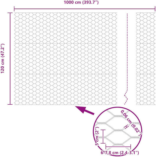 vidaXL Wire Fencing Galvanized Silver 1.2x10m