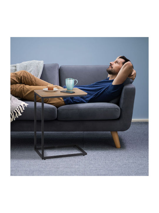 Masă Laterală Rectangulară din Lemn Masiv Maro/Negru L60xL30xÎ45cm