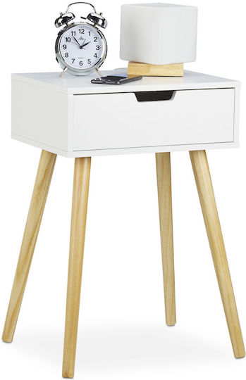 Wooden Bedside Table White 30x60x40cm