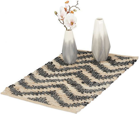 Relaxdays Antiderapant Bumbac Bej-negru
