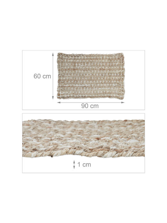 Relaxdays Lucrat manual Covor Rectangular din iută Beige/cream
