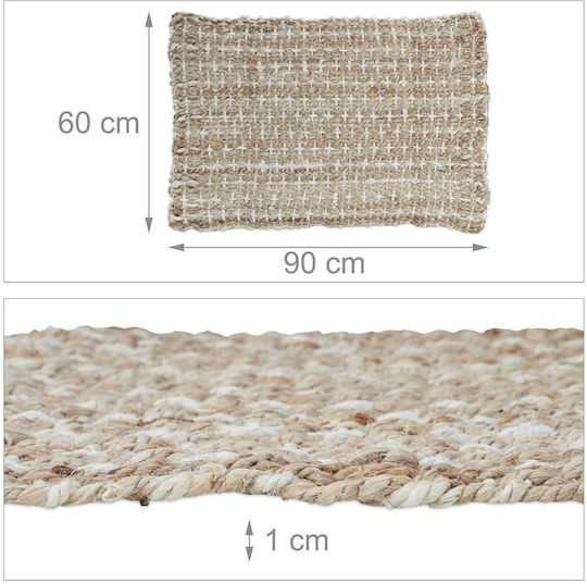Relaxdays Lucrat manual Covor Rectangular din iută Beige/cream
