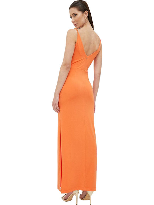 Ramsha Summer Maxi Dress with Slit Orange