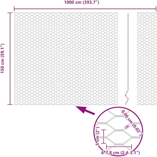 vidaXL Wire Fencing Galvanized Silver 1.5x10m