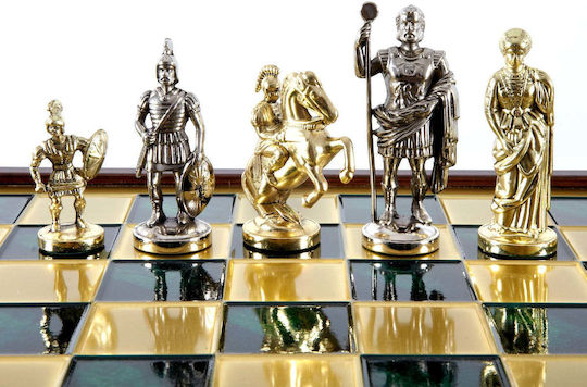 Manopoulos Schachfiguren Handgefertigt Grün / Gold / Silber