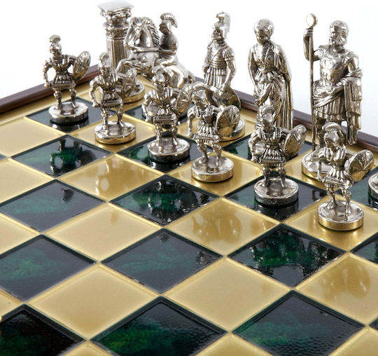 Manopoulos Schachfiguren Handgefertigt Grün / Gold / Silber