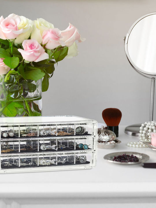 Relaxdays Kosmetikorganisator mit 3 Schubladen Transparent