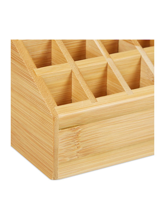 Relaxdays Cosmetics Organizer with Dividers Brown 23x10x9cm