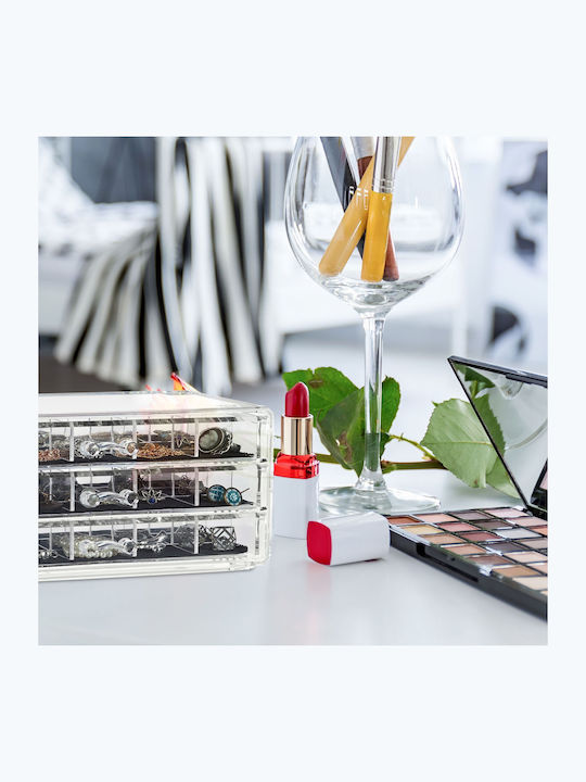 Relaxdays Kosmetikorganisator mit 3 Schubladen Transparent