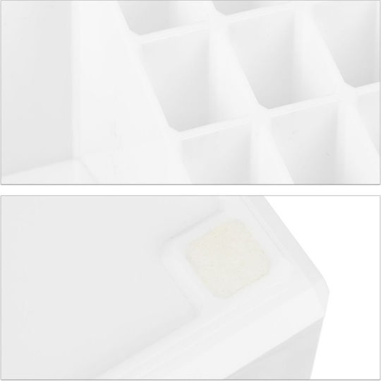 Relaxdays Kosmetikorganisator mit Trennzeichen Weiß 22x12,5x8cm