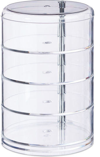 Relaxdays Organizator Rotativ De Cosmetice Cu Separatoare Transparent 17.5x11.5x11.5cm
