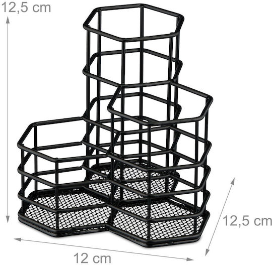 Relaxdays Organizator Cosmetice Cu Separatoare Negru 12.5x12.5x12cm