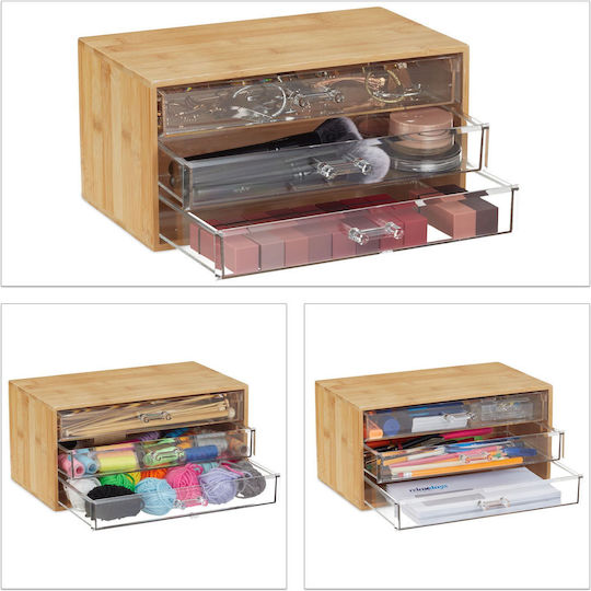 Relaxdays Organizator Cosmetice Cu 3 Sertare Transparent 30x17.5x15cm