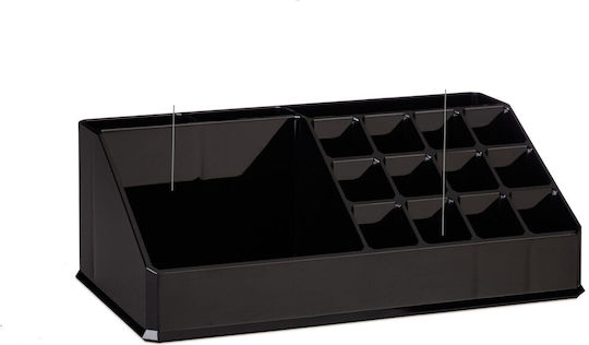 Relaxdays Organizator Cosmetice Cu Separatoare Negru 22x12.5x8cm