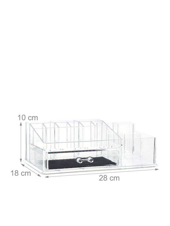 Relaxdays Kosmetikorganisator Mit Schubladen Und Trennzeichen Transparent 28x18x10cm
