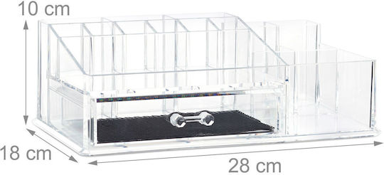 Relaxdays Organizator Cosmetice Cu Sertare Și Separatoare Transparent 28x18x10cm