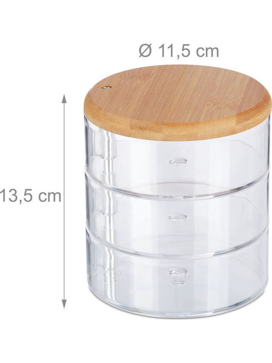 Relaxdays Cosmetics Storage & Organization Box with Dividers Transparent 13.5x11.5cm