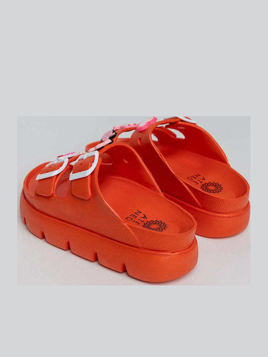 Women's Flip Flops Style Sandals with Platforms in Orange Color