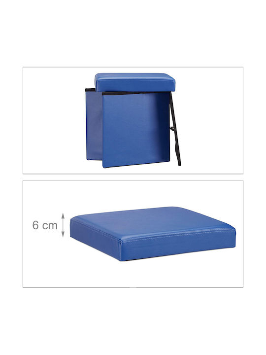 Scaune Camera de zi Cu spațiu de depozitare Tapițat cu Piele Ecologică Blue 38x38x38buc