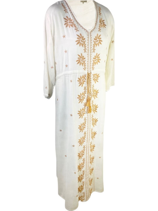 Καλοκαιρινό Maxi Φόρεμα White Crystal, Cream