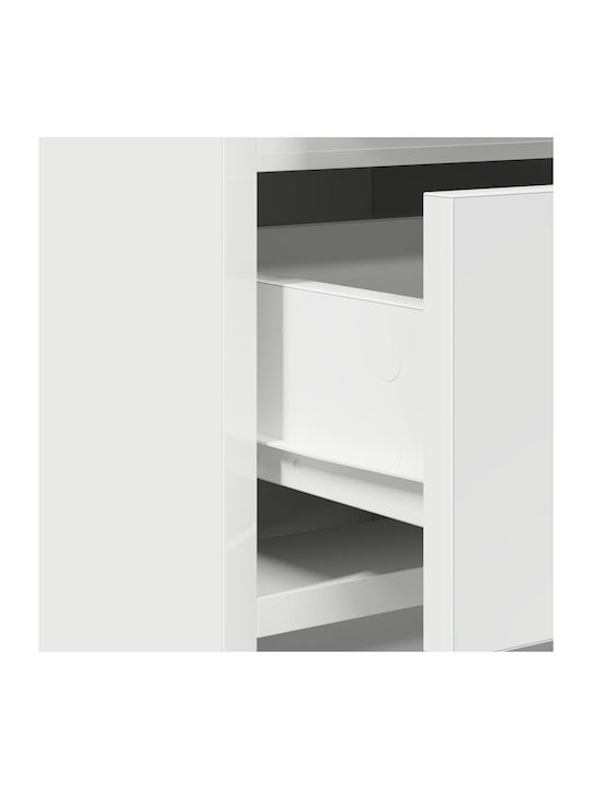 Bodenstehende Schminktisch Schlafzimmer Holz Weiß mit Spiegel 78.5x41x135cm