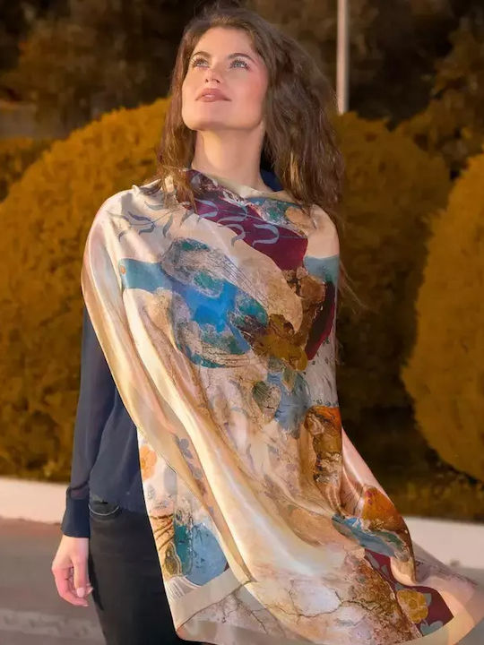 Kalfas Luxury Silk Square Women's Silk Scarf Blue