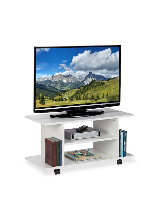 TV-Ständer mit Rädern Weiß M40xT80xH40cm