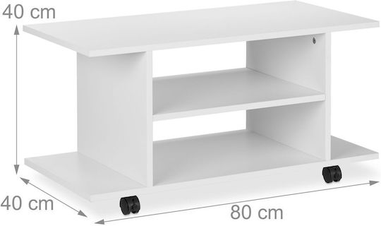 Έπιπλο Τηλεόρασης με Ρόδες Λευκό Μ40xΠ80xΥ40cm