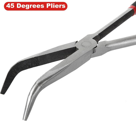 Set 4 Clești Profesionali Lungime 28 Cm – Clește Drept Clește Tip Ac 90° Clește Tip Ac 45° Clește pentru Coliere Furtun – Trusă de Reparații Auto Diy Cu Husă de Transport Onuvio