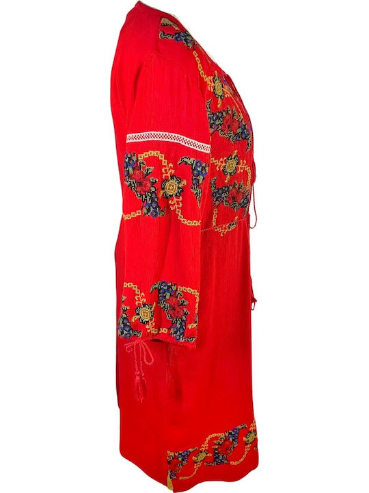 Sommer Midi Damenkleid Rot