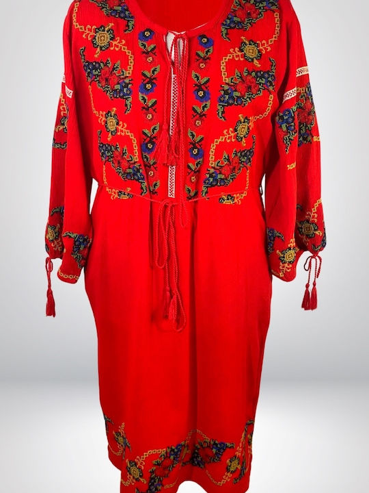 Sommer Midi Damenkleid Rot