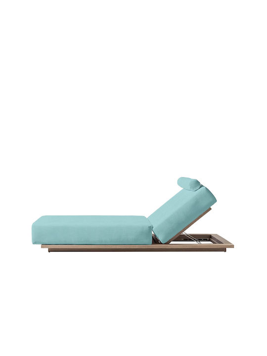Deckchair Wooden Zizel with Cushion White 209x74x12cm.