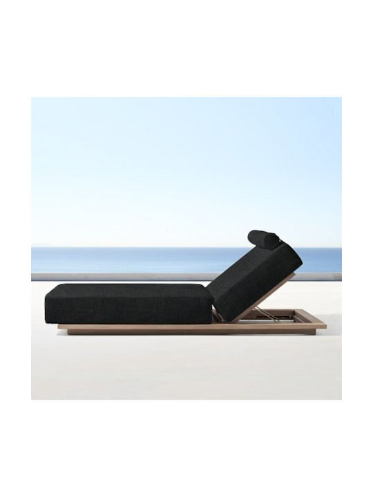 Deckchair Wooden Zizel with Cushion White 209x74x12cm.