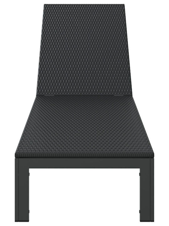 Deckchair Rattan with Wheels Black 200x54x27cm.