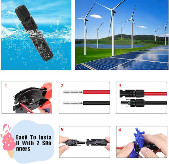 Set de Sertizare Onuvio Cabluri Panouri Solare 2.5mm 4mm 6mm Unealtă de Sertizare 10 Conectori Mc4 Masculin-feminin 2 Chei de Etanșare Geantă de Depozitare