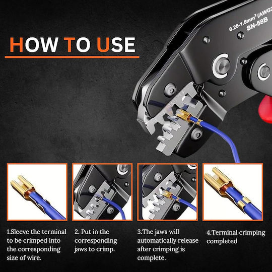 Onuvio Professional Pliers Multifunctional Crimping 5 Interchangeable Jaws Carrying Case 0.25-1.5mm 23-16 Awg