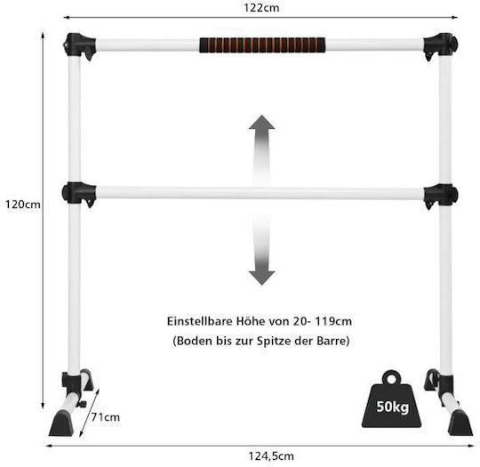 Adjustable Ballet Barre 123 X 71 X 119cm Costway Sp37449sv